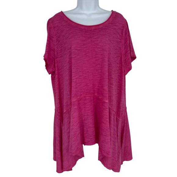 Lane Bryant Womens Pink Short Sleeve High-Low Hem Top Size 18/20 - Picture 1 of 6